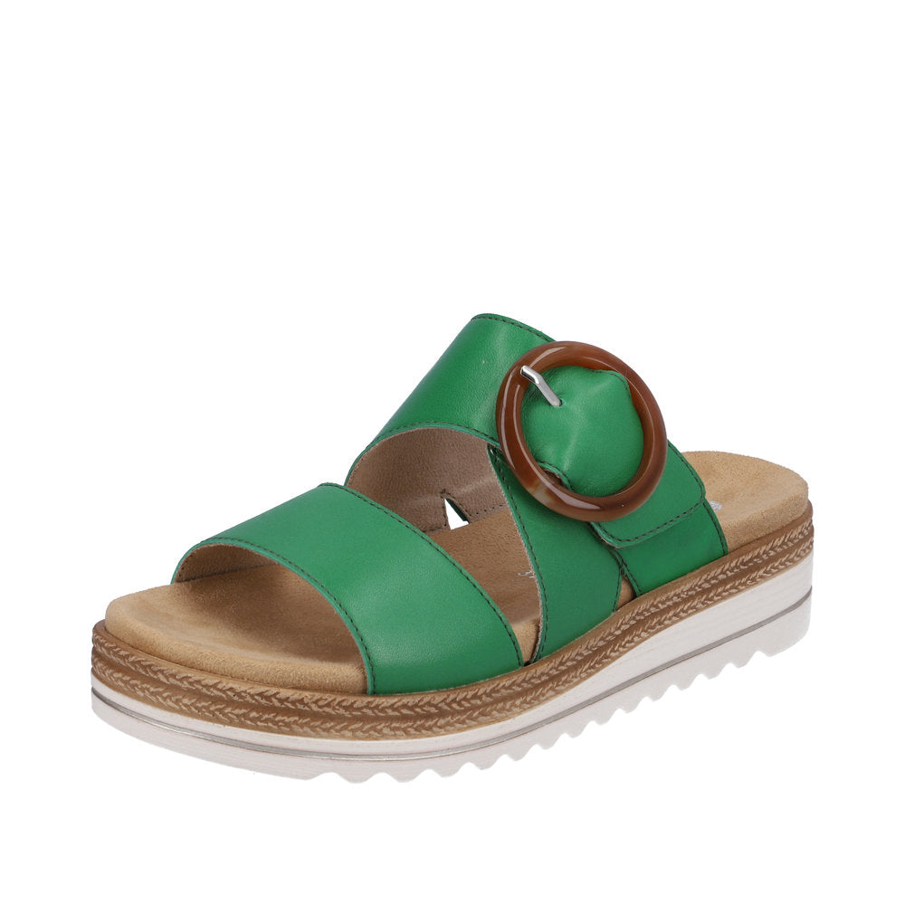 Remonte D0Q51-52 Ladies Apple Green Leather Touch Fastening Sandals-elevate your sole