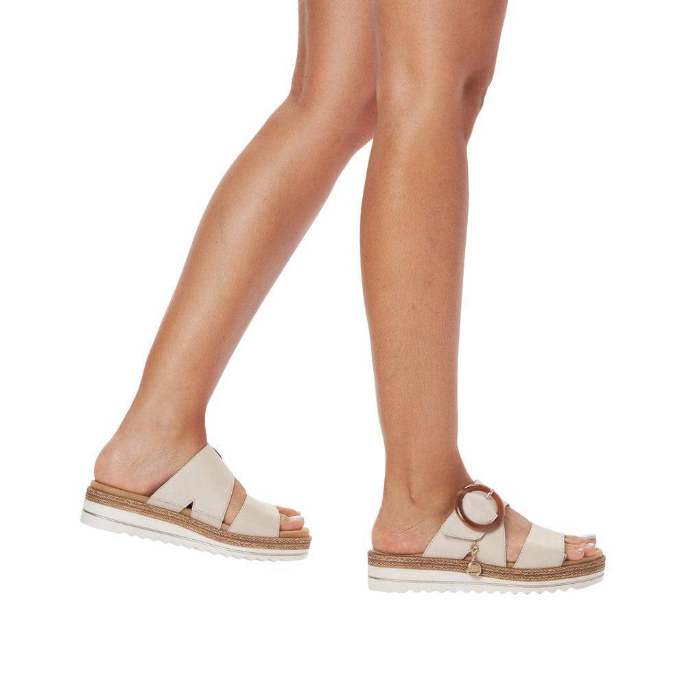 Remonte D0Q51-80 Ladies Nude Leather Slip On Sandals-elevate your sole