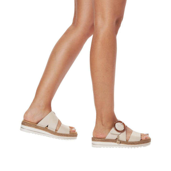 Remonte D0Q51-80 Ladies Nude Leather Slip On Sandals-elevate your sole