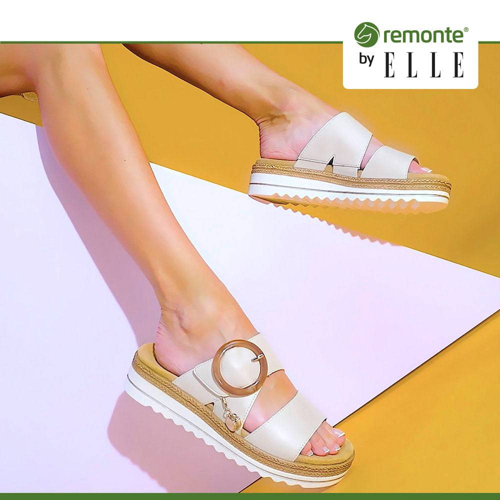 Remonte D0Q51-80 Ladies Nude Leather Slip On Sandals-elevate your sole