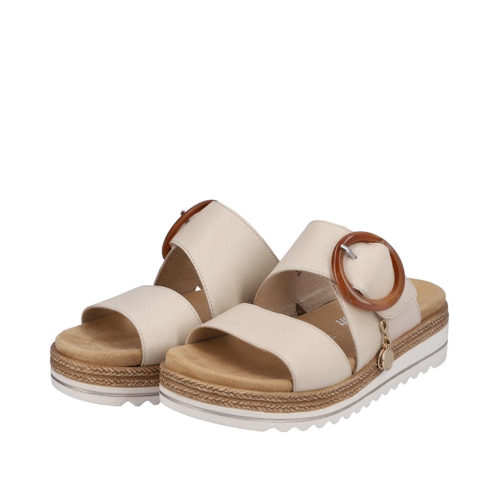 Remonte D0Q51-80 Ladies Nude Leather Slip On Sandals-elevate your sole
