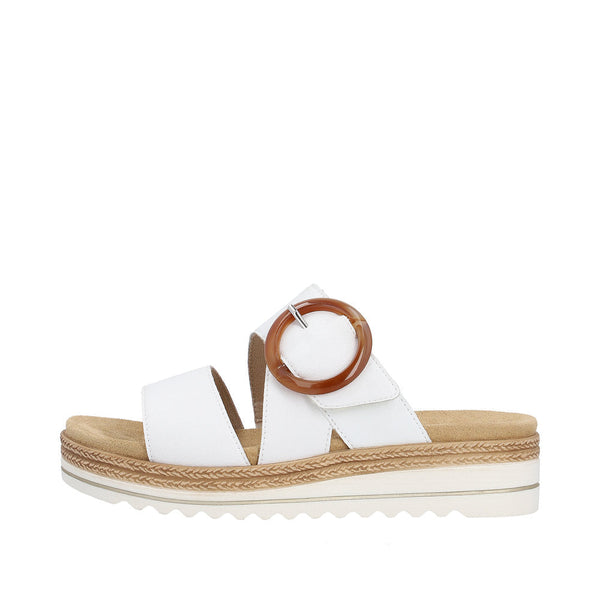 Remonte D0Q51-82 Ladies White Leather Touch Fastening Sandals-elevate your sole