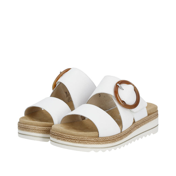 Remonte D0Q51-82 Ladies White Leather Touch Fastening Sandals-elevate your sole