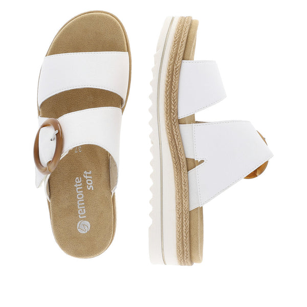 Remonte D0Q51-82 Ladies White Leather Touch Fastening Sandals-elevate your sole