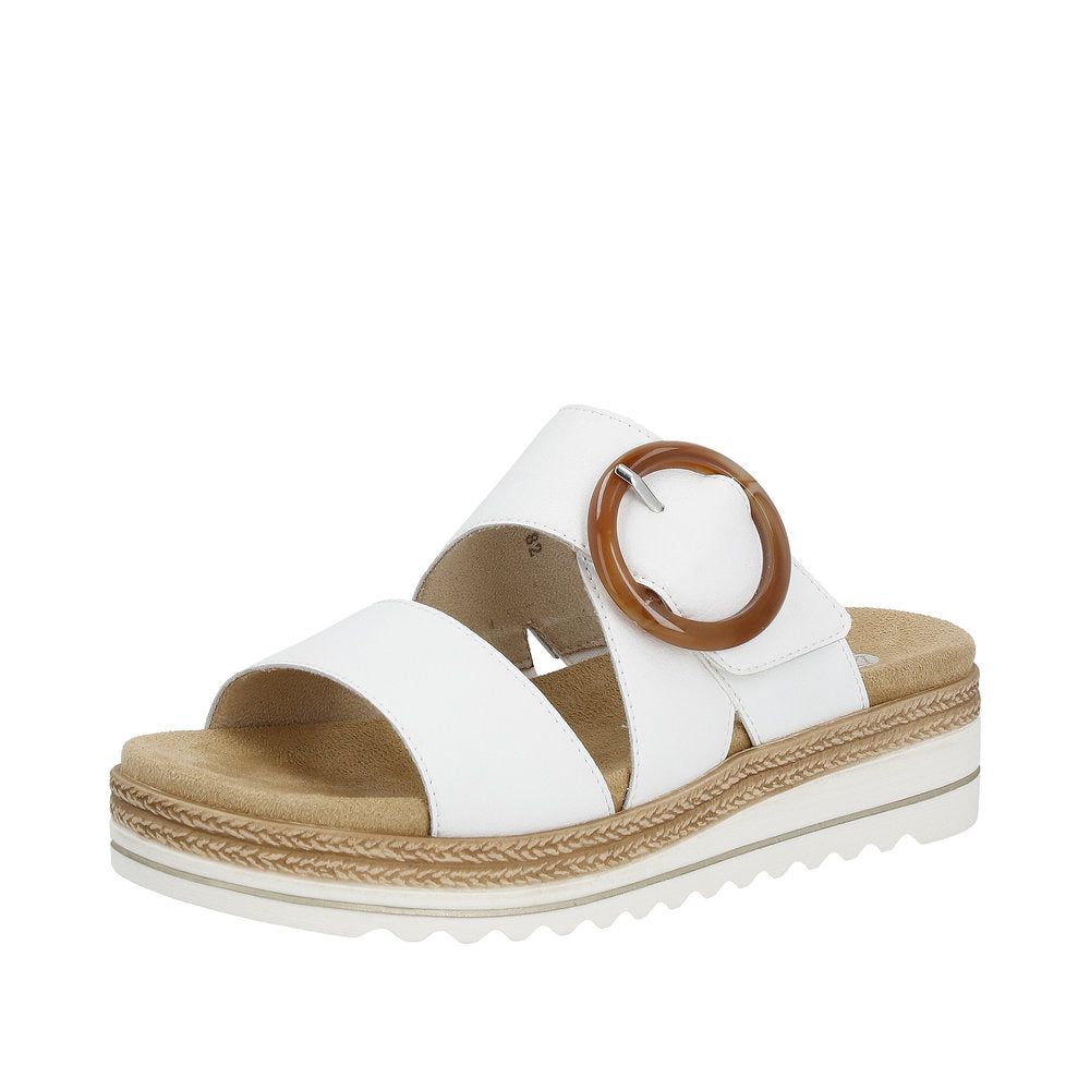 Remonte D0Q51-82 Ladies White Leather Touch Fastening Sandals-elevate your sole