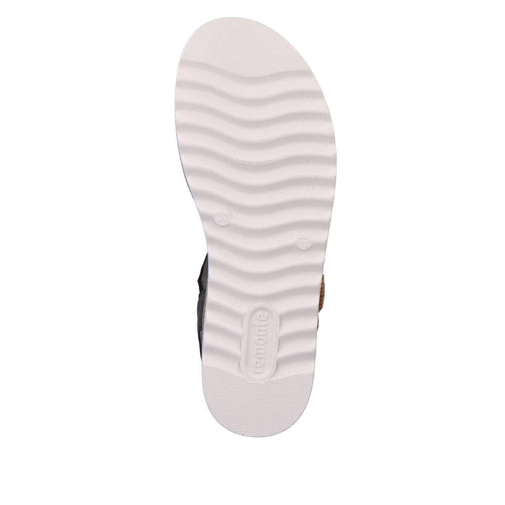 Remonte D0Q52-00 Ladies Black Leather Touch Fastening Sandals-elevate your sole