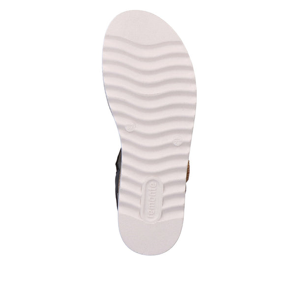 Remonte D0Q52-00 Ladies Black Leather Touch Fastening Sandals-elevate your sole