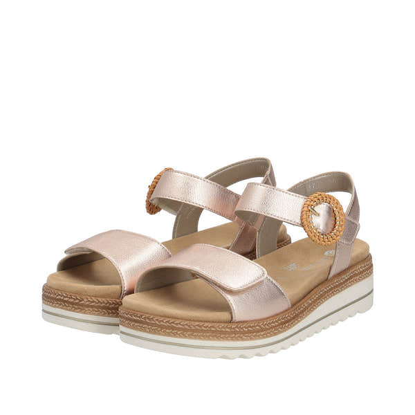 Remonte D0Q52-31 Ladies Copper Leather Touch Fastening Sandals-elevate your sole