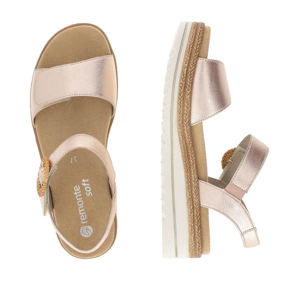 Remonte D0Q52-31 Ladies Copper Leather Touch Fastening Sandals-elevate your sole