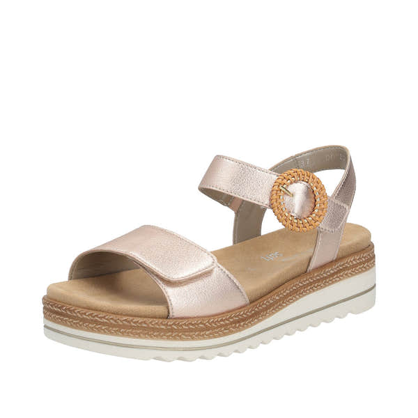 Remonte D0Q52-31 Ladies Copper Leather Touch Fastening Sandals-elevate your sole