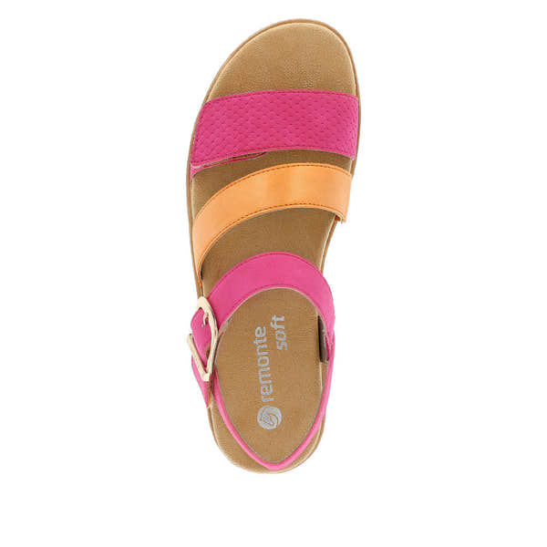 Remonte D0Q55-31 Ladies Magenta Pink Touch Fastening Sandals-elevate your sole