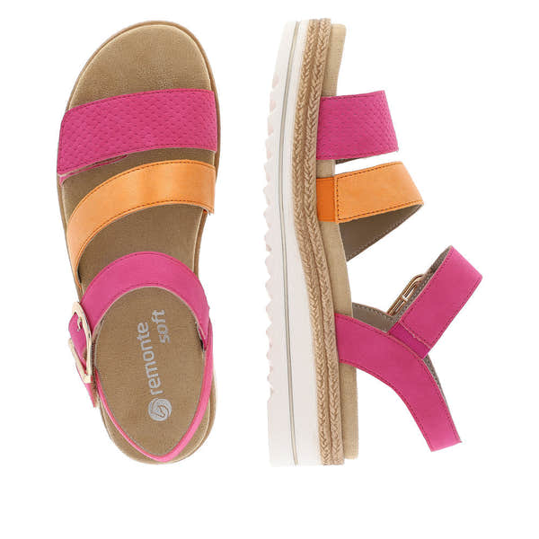 Remonte D0Q55-31 Ladies Magenta Pink Touch Fastening Sandals-elevate your sole