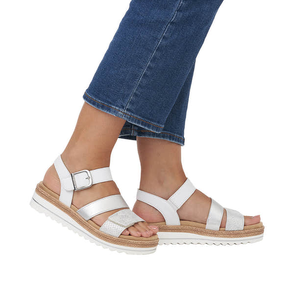 Remonte D0Q55-90 Ladies White/Silver Touch Fastening Sandals-elevate your sole