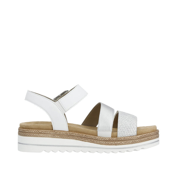 Remonte D0Q55-90 Ladies White/Silver Touch Fastening Sandals-elevate your sole
