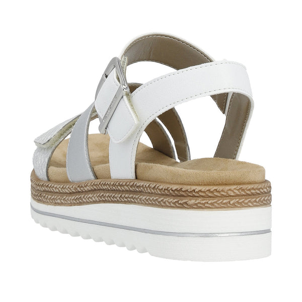 Remonte D0Q55-90 Ladies White/Silver Touch Fastening Sandals-elevate your sole