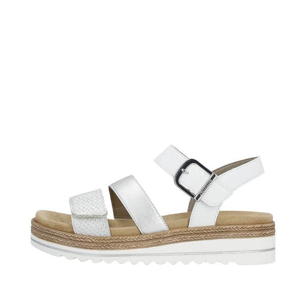 Remonte D0Q55-90 Ladies White/Silver Touch Fastening Sandals-elevate your sole