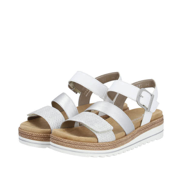 Remonte D0Q55-90 Ladies White/Silver Touch Fastening Sandals-elevate your sole