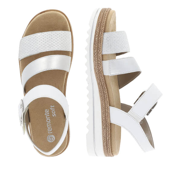 Remonte D0Q55-90 Ladies White/Silver Touch Fastening Sandals-elevate your sole