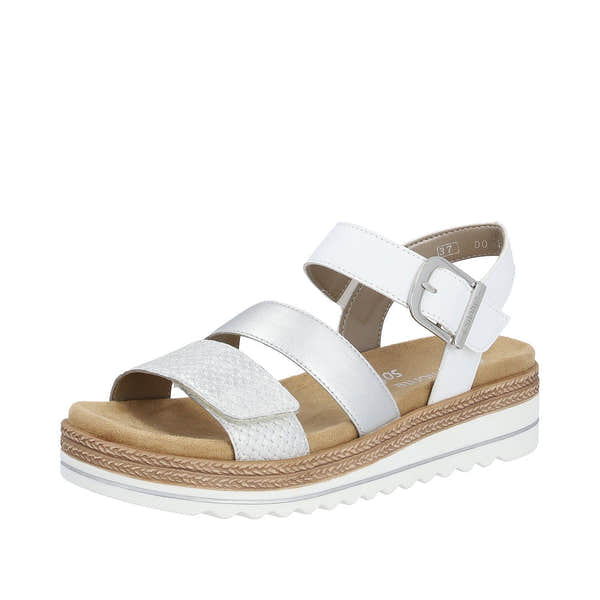 Remonte D0Q55-90 Ladies White/Silver Touch Fastening Sandals-elevate your sole