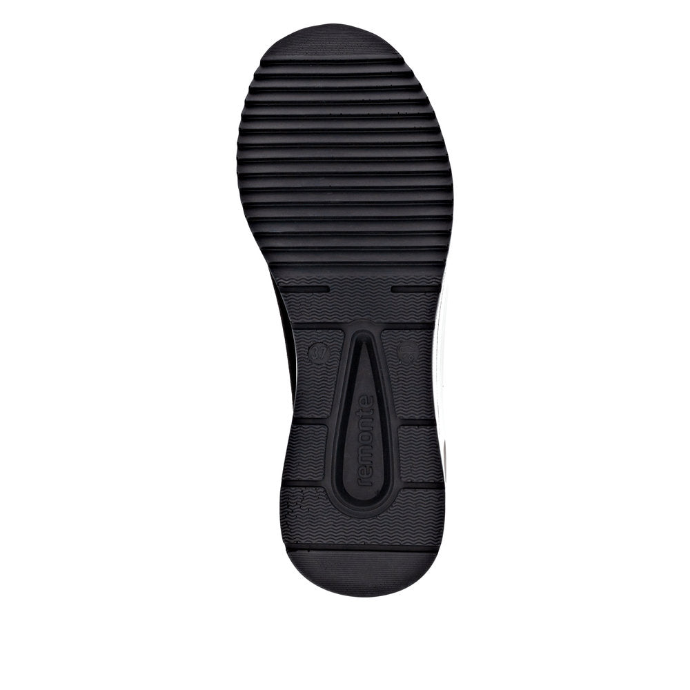 Remonte Ladies Black Vegan Zip & Lace Wide Shoes with slip-resistant rubber sole, casual stylish footwear.
