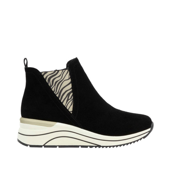 Remonte D0T75-03 Ladies Black Suede Side Zip Ankle Boots-elevate your sole