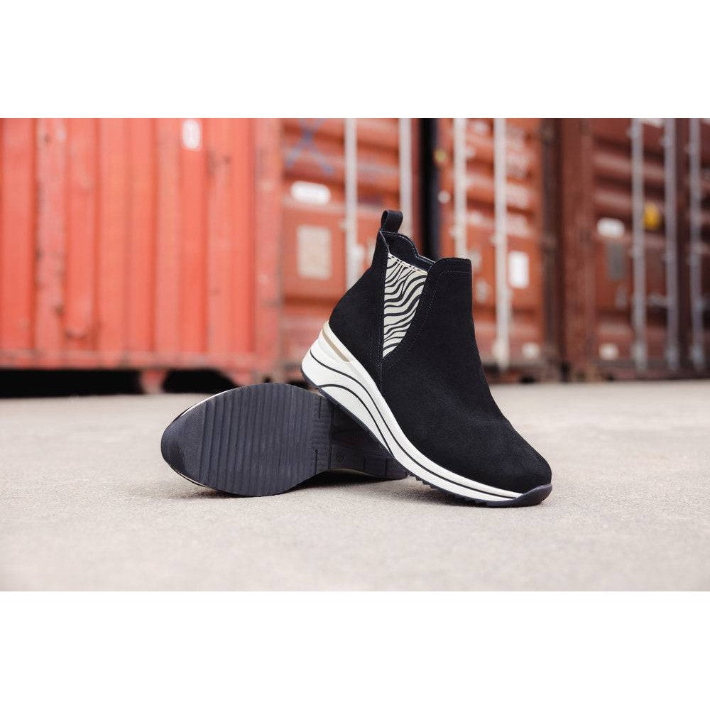 Remonte D0T75-03 Ladies Black Suede Side Zip Ankle Boots-elevate your sole