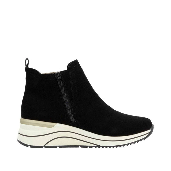 Remonte D0T75-03 Ladies Black Suede Side Zip Ankle Boots-elevate your sole