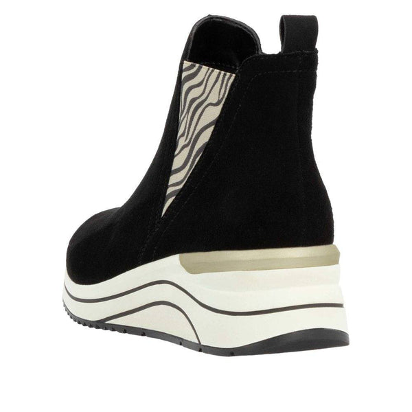 Remonte D0T75-03 Ladies Black Suede Side Zip Ankle Boots-elevate your sole