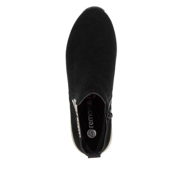 Remonte D0T75-03 Ladies Black Suede Side Zip Ankle Boots-elevate your sole
