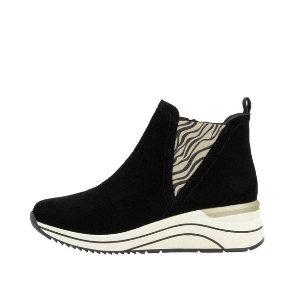 Remonte D0T75-03 Ladies Black Suede Side Zip Ankle Boots-elevate your sole