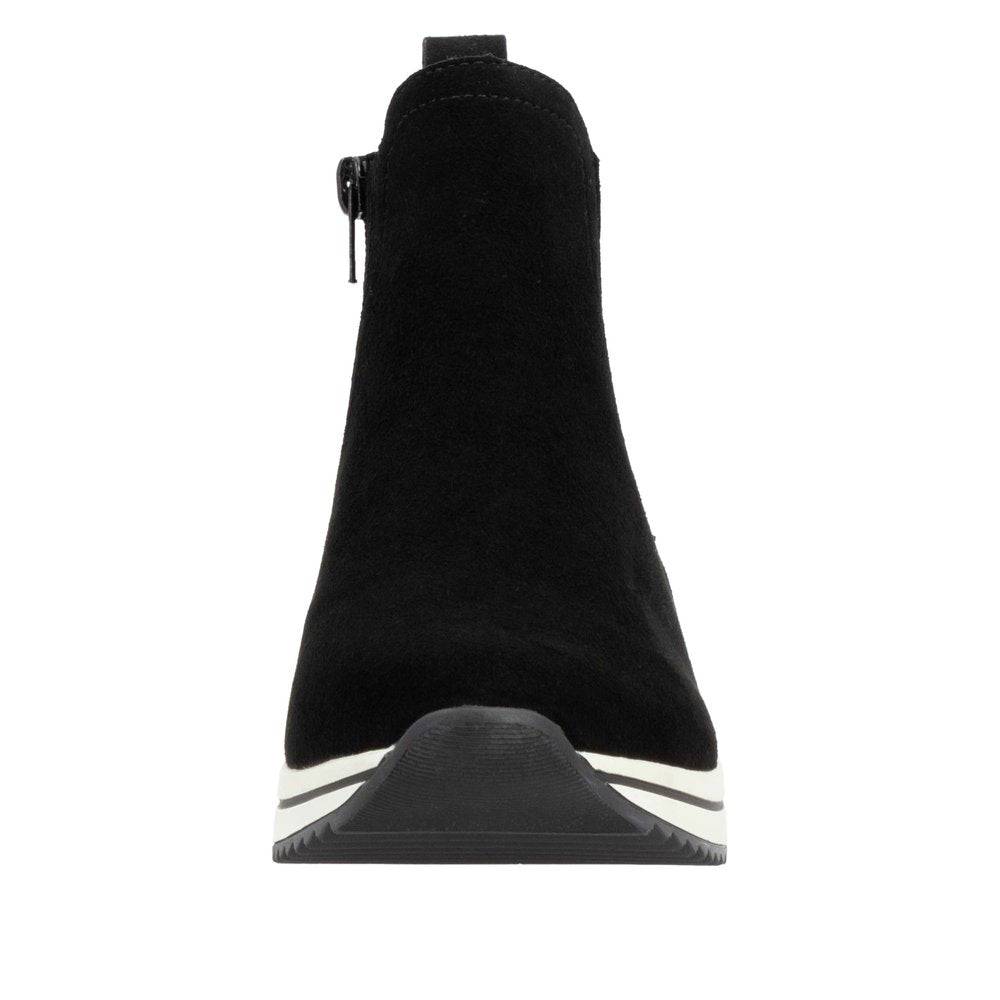 Remonte D0T75-03 Ladies Black Suede Side Zip Ankle Boots-elevate your sole