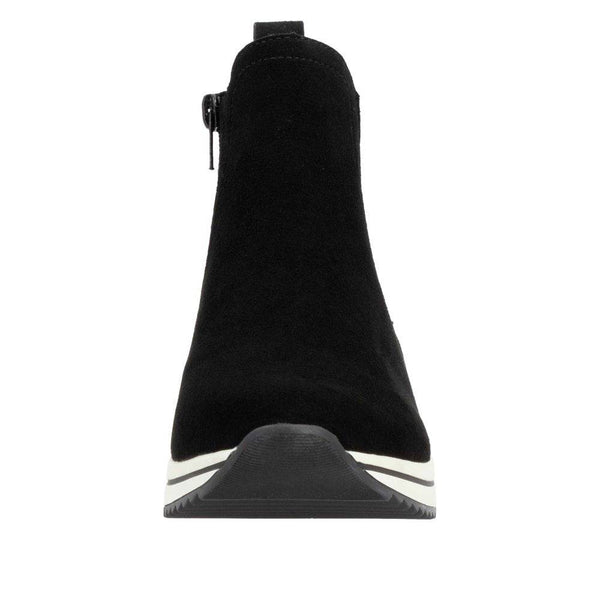 Remonte D0T75-03 Ladies Black Suede Side Zip Ankle Boots-elevate your sole