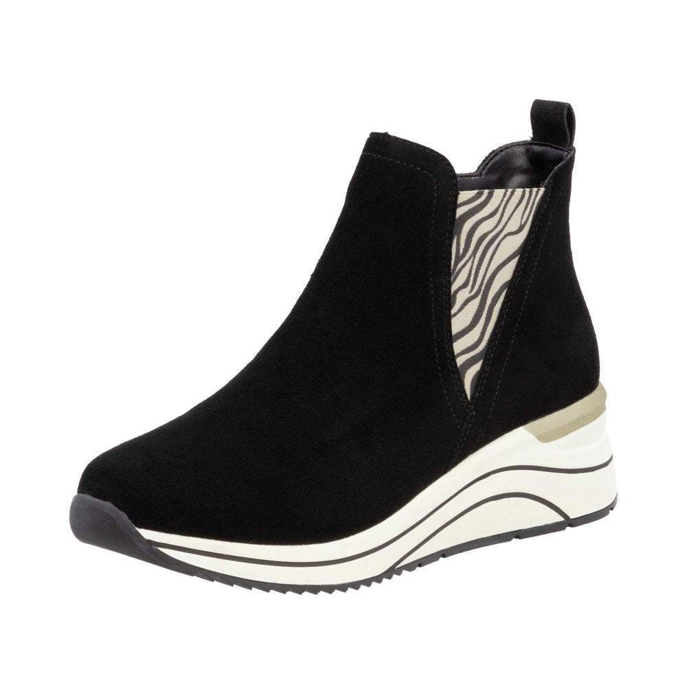 Remonte D0T75-03 Ladies Black Suede Side Zip Ankle Boots-elevate your sole