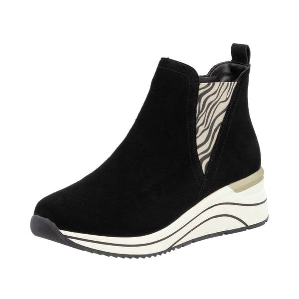 Remonte D0T75-03 Ladies Black Suede Side Zip Ankle Boots-elevate your sole