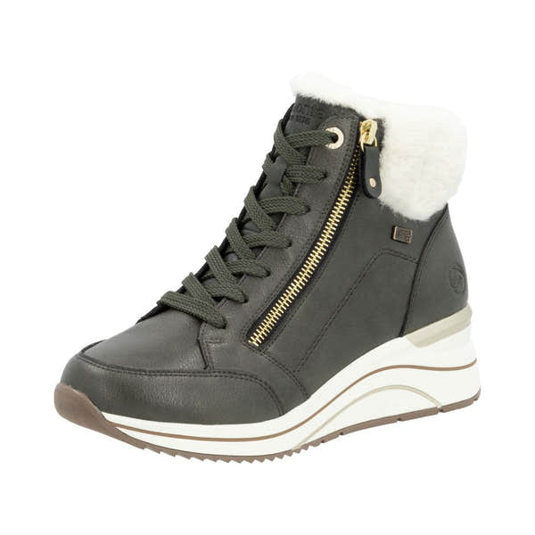 Remonte D0T77-52 Ladies Green Leather Water Resistant Side Zip Ankle Boots-elevate your sole