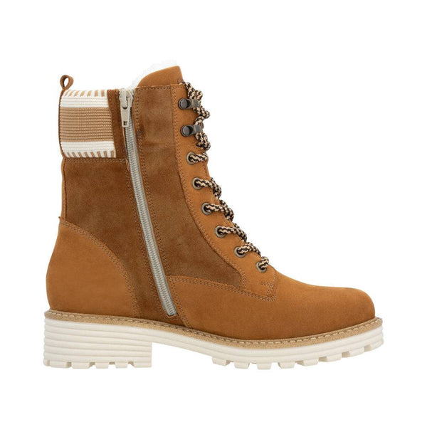 Remonte D0W77-22 Ladies Tan Suede Water Resistant Zip & Lace Ankle Boots-elevate your sole