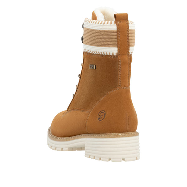 Remonte D0W77-22 Ladies Tan Suede Water Resistant Zip & Lace Ankle Boots-elevate your sole