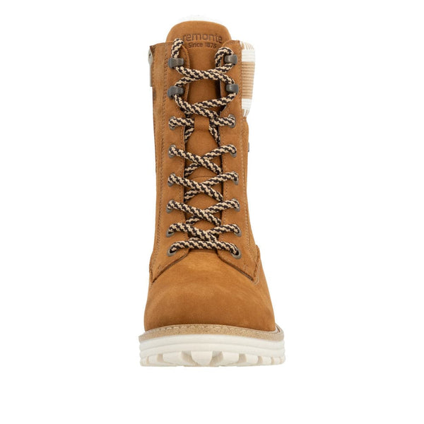 Remonte D0W77-22 Ladies Tan Suede Water Resistant Zip & Lace Ankle Boots-elevate your sole