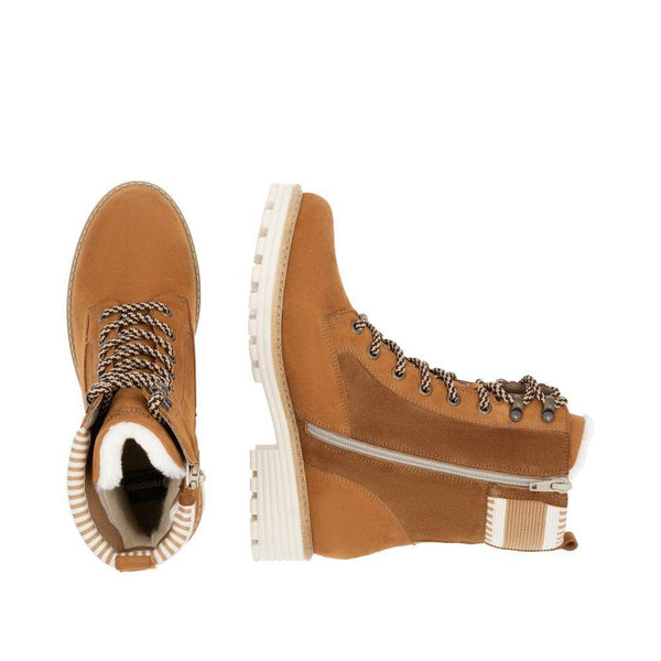 Remonte D0W77-22 Ladies Tan Suede Water Resistant Zip & Lace Ankle Boots-elevate your sole