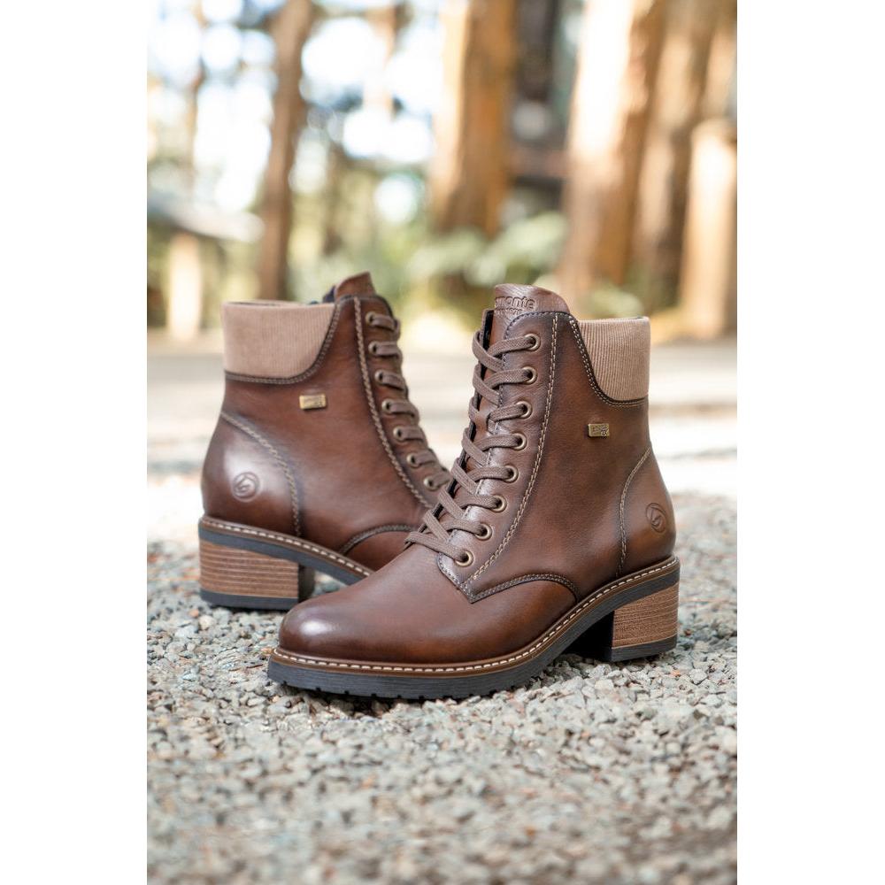 Remonte D1A70-24 women's brown leather water resistant lace up ankle boots, additional product view 6.