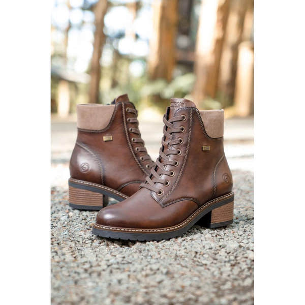Remonte D1A70-24 women's brown leather water resistant lace up ankle boots, additional product view 6.