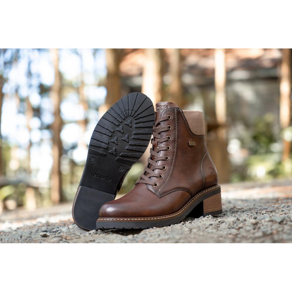 Remonte D1A70-24 women's brown leather water resistant lace up ankle boots, additional product view 7.