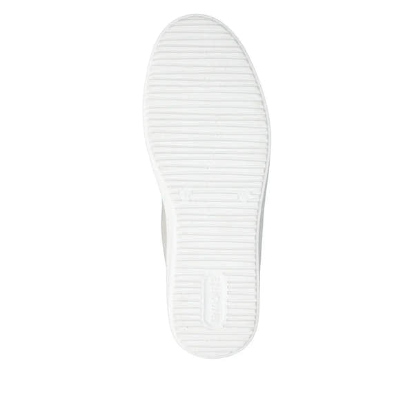 Remonte D1C10-90 ladies off-white/silver vegan elasticated shoes, rubber sole detail, minimal style.