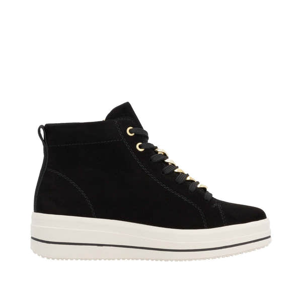 Remonte D1C70-02 Ladies Schwarz Suede Zip & Lace Shoes-elevate your sole