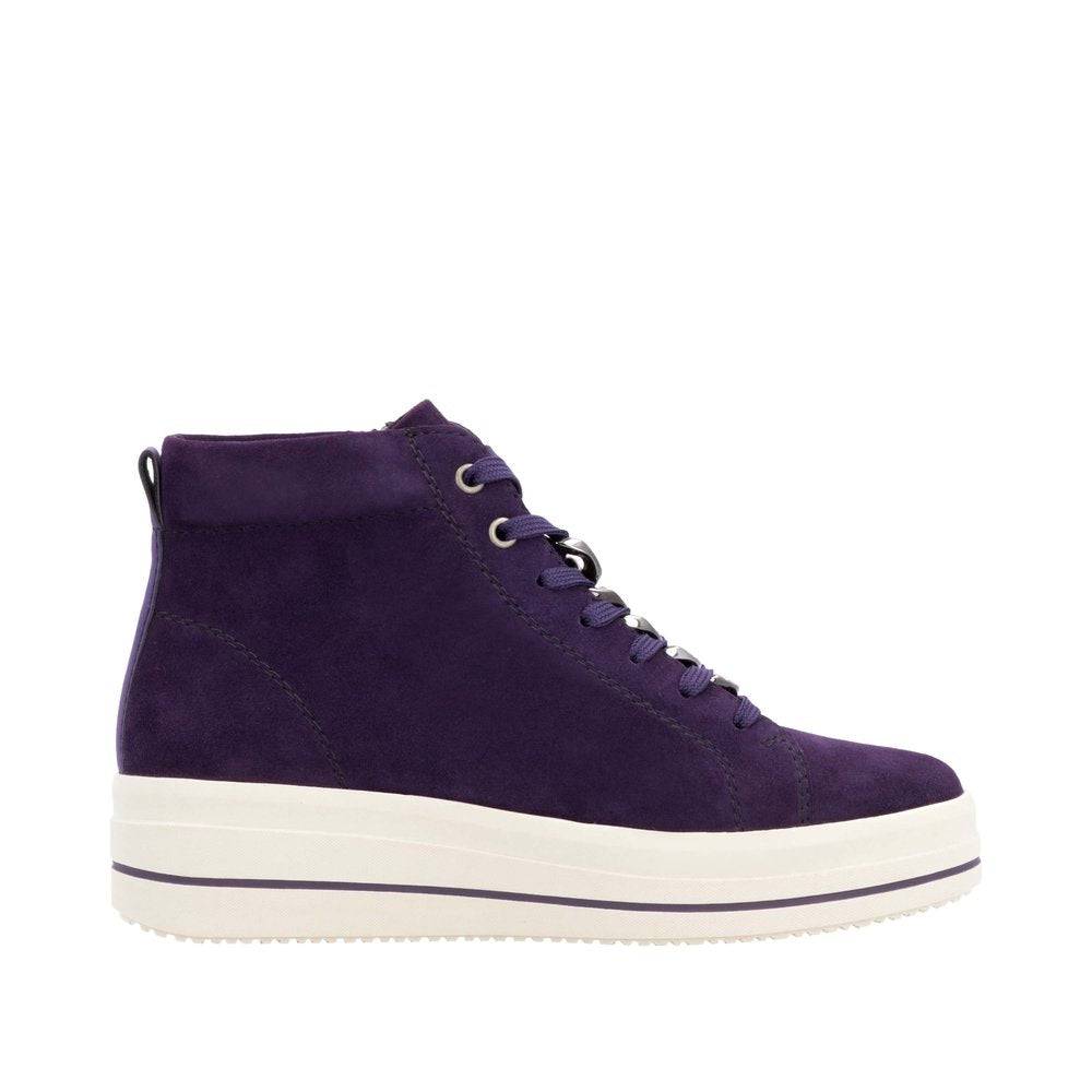 Remonte D1C70-30 Ladies Aubergine Suede Zip & Lace Shoes-elevate your sole