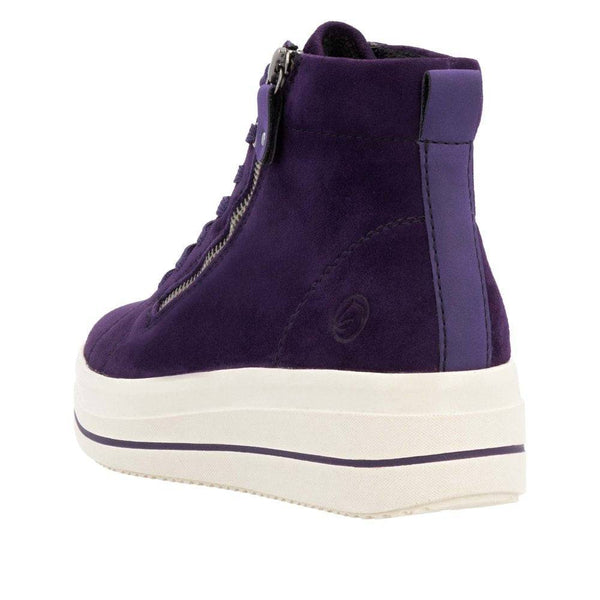Remonte D1C70-30 Ladies Aubergine Suede Zip & Lace Shoes-elevate your sole