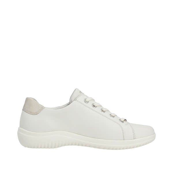 Remonte D1E00-80 Ladies White Leather Zip & Lace Shoes-elevate your sole