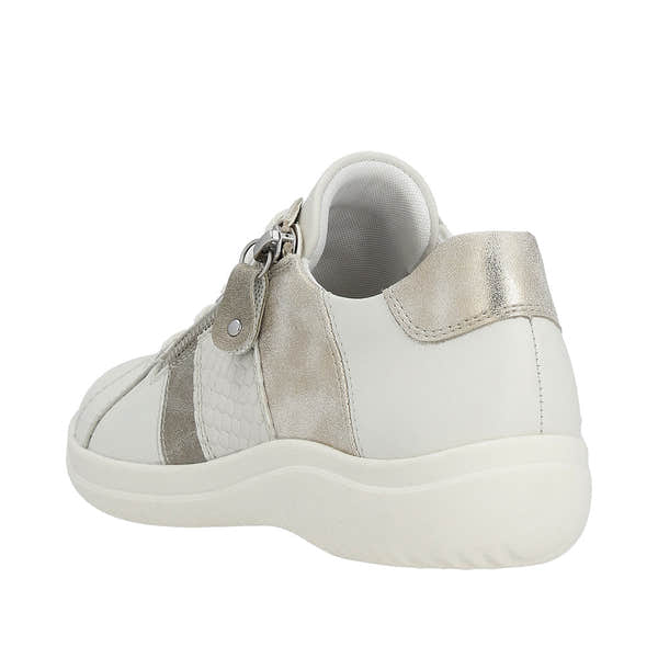 Remonte D1E00-80 Ladies White Leather Zip & Lace Shoes-elevate your sole