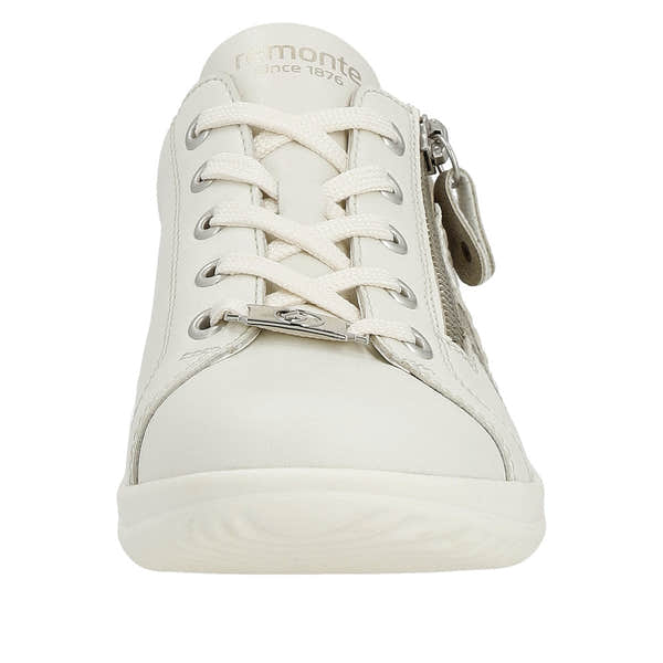 Remonte D1E00-80 Ladies White Leather Zip & Lace Shoes-elevate your sole