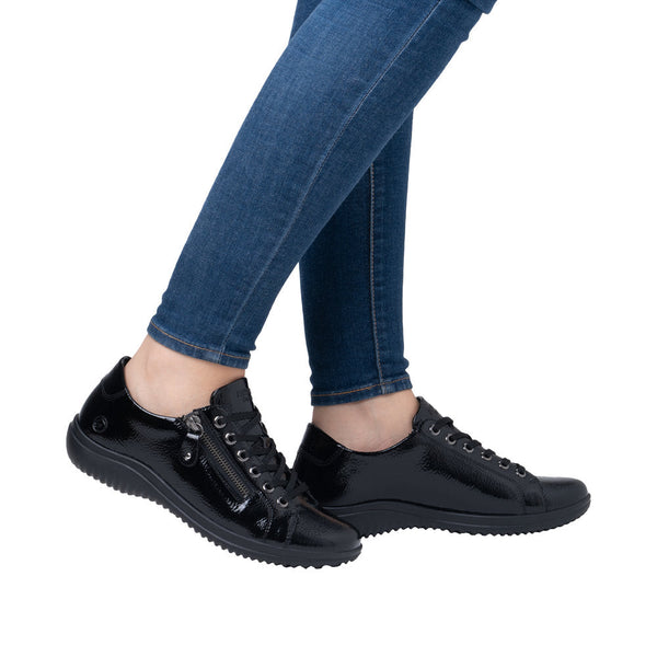 Remonte D1E03-01 Ladies Black Side Zip Shoes-elevate your sole